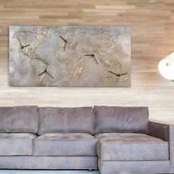 Viadurini Decor Wanduhren-Moderne Leinwand Wanduhr Welt  Made in Italy Miles