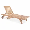 Viadurini in the Garden Sonnenliegen-Moderne Liege Garten Teak Sonnenliege mit Rädern - Kanarienvogel