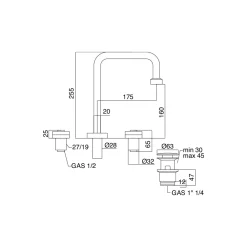 Viadurini Bathroom Waschbeckenarmaturen-Moderne 3-Loch-Waschtischarmatur mit Ablaufgarnitur, hergestellt in Italien – Quito