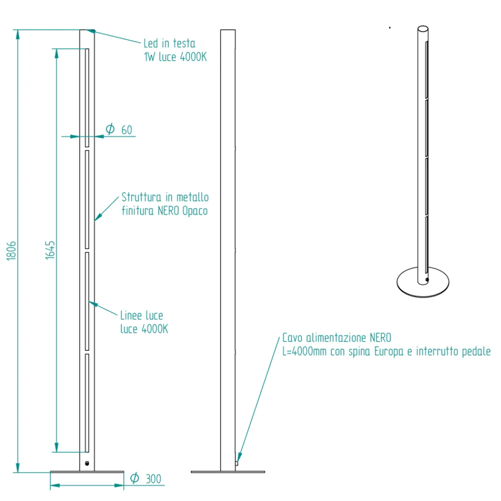 Viadurini Lighting Moderne Stehlampen-Moderne Metall-Stehlampe mit doppelter Beleuchtung, hergestellt in Italien – römisch