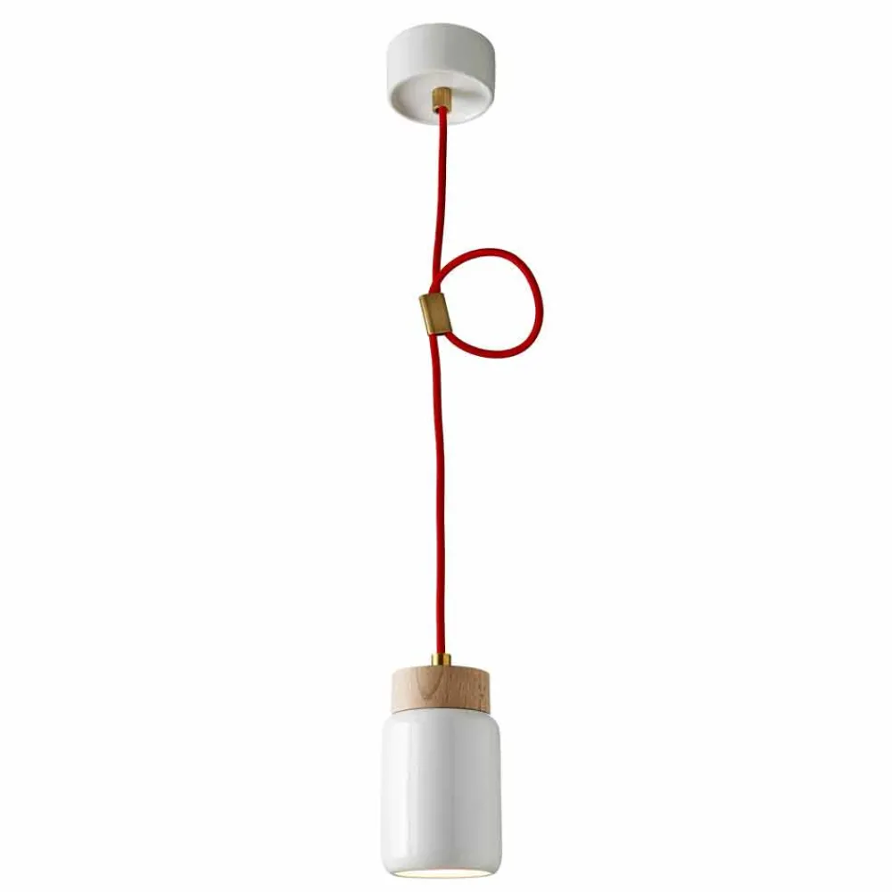 Viadurini Lighting Moderne Pendelleuchten-Moderne Pendelleuchte aus weißer Keramik, hergestellt in Italy Asia