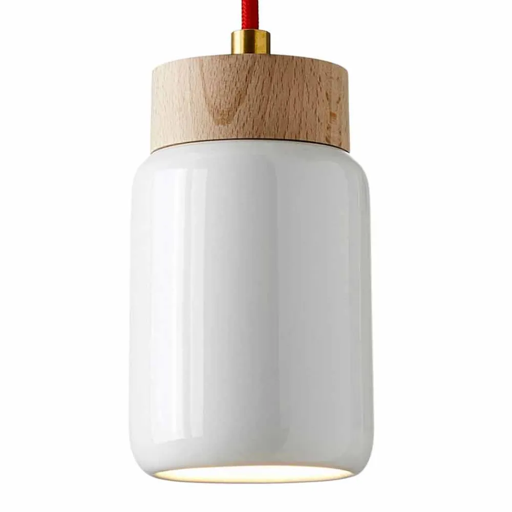 Viadurini Lighting Moderne Pendelleuchten-Moderne Pendelleuchte aus weißer Keramik, hergestellt in Italy Asia