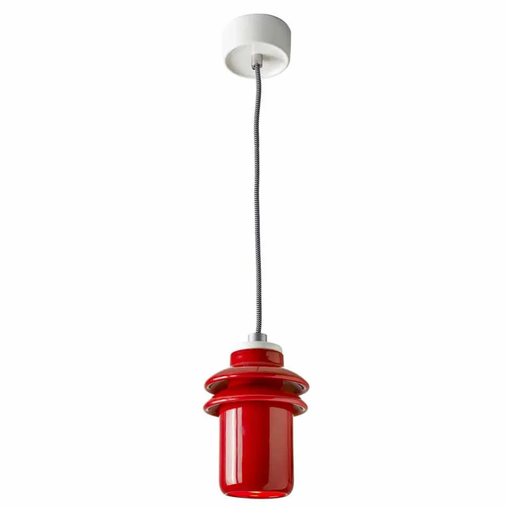 Viadurini Lighting Moderne Pendelleuchten-Moderne Pendelleuchte aus roter Keramik, hergestellt in Italy Asia