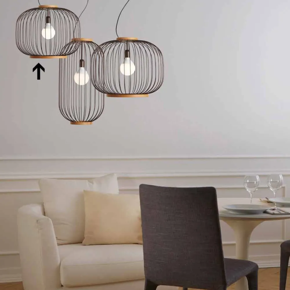 Viadurini Lighting Designer Pendelleuchten-Moderne Pendelleuchte aus Stahl 48x H40x L.cavo100 cm Beren