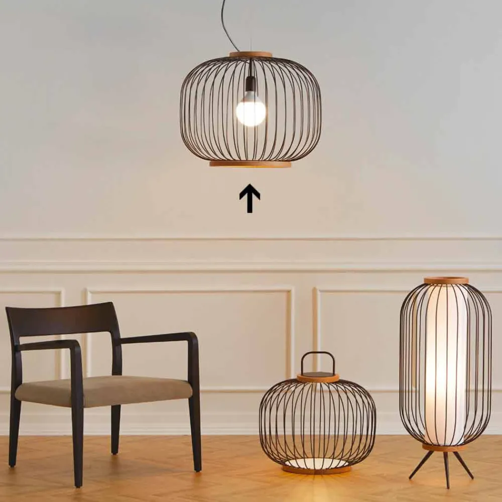 Viadurini Lighting Designer Pendelleuchten-Moderne Pendelleuchte aus Stahl 58xH48x L.cavo100 cm Jana