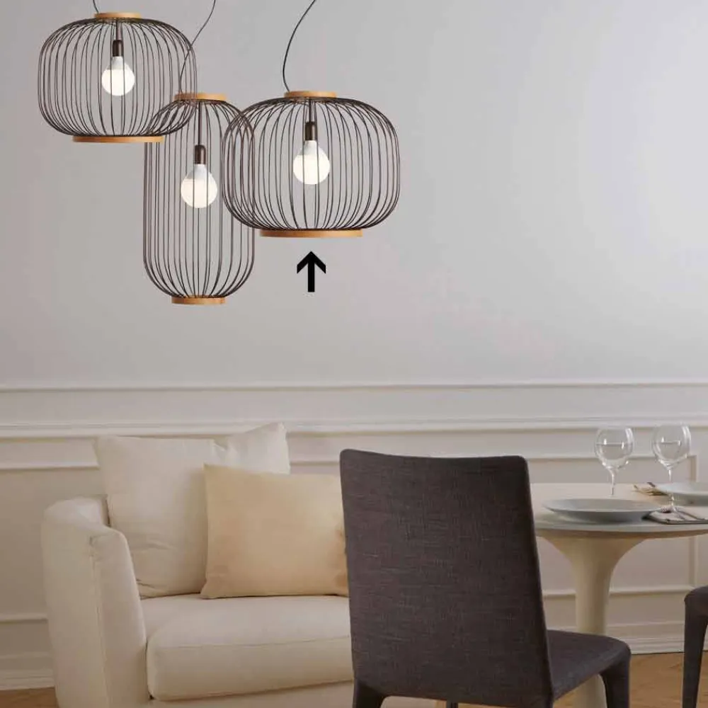 Viadurini Lighting Designer Pendelleuchten-Moderne Pendelleuchte aus Stahl 58xH48x L.cavo100 cm Jana