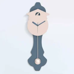 Viadurini Time Design Wanduhren-Moderne Pendeluhr in grauem und rosa Designholz - Kuckuck