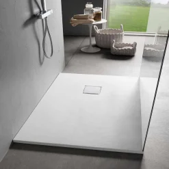 Viadurini Bathroom Rechteckige Duschwannen-Moderne rechteckige Duschwanne 100x80 cm aus Harz mit Samteffekt - Estimo