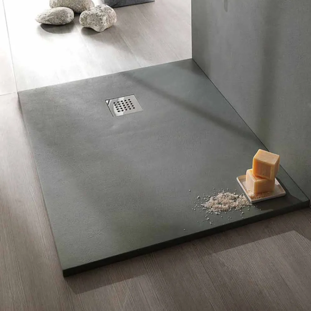 Viadurini Bathroom Rechteckige Duschwannen-Moderne rechteckige Duschwanne in Harzbetoneffekt 90x70 cm - Cupio