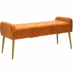 Viadurini Living Moderne Wohnzimmerbank-Moderne rostfarbene rechteckige Bank aus Stoff und Holz - Zack