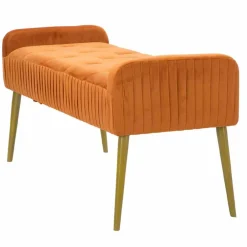 Viadurini Living Moderne Wohnzimmerbank-Moderne rostfarbene rechteckige Bank aus Stoff und Holz - Zack