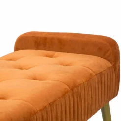 Viadurini Living Moderne Wohnzimmerbank-Moderne rostfarbene rechteckige Bank aus Stoff und Holz - Zack