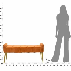 Viadurini Living Moderne Wohnzimmerbank-Moderne rostfarbene rechteckige Bank aus Stoff und Holz - Zack