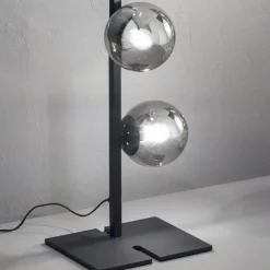 Viadurini Lighting Moderne Stehlampen-Moderne Stehlampe aus schwarzem oder goldenem Metall und mundgeblasenem Glas - Birga