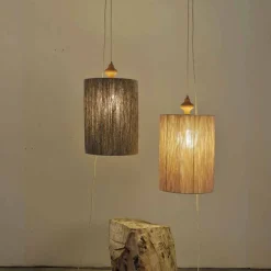 Viadurini by Sideform Moderne Stehlampen|Moderne Pendelleuchten-Moderne Stehlampe/Hängelampe aus Holz und 100% Wolle Bois