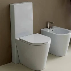 Viadurini Bathroom Wc-Moderne Toilettenschüssel, weiße Keramik Sun Round 57x37cm made Italy