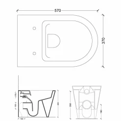 Viadurini Bathroom Wc-Moderne Toilettenschüssel, weiße Keramik Sun Round 57x37cm made Italy