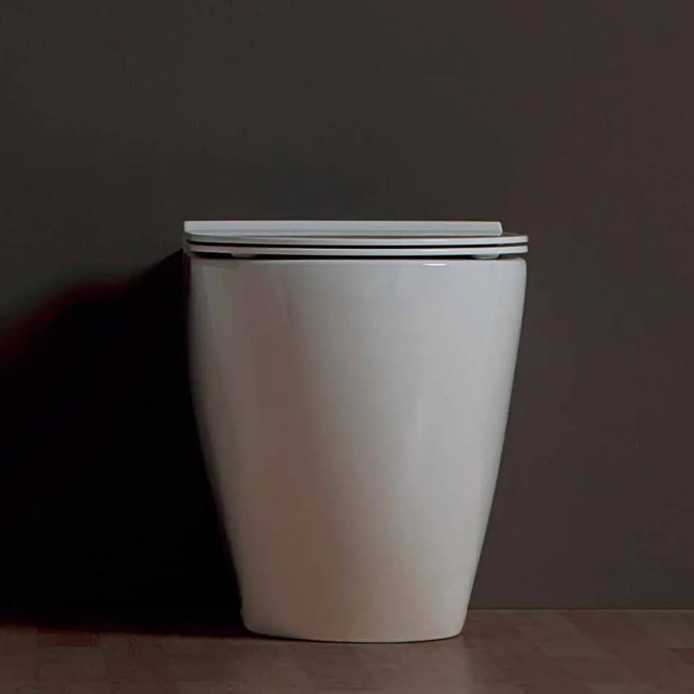 Viadurini Bathroom Wc-Moderne Toilettenschüssel, weiße Keramik Shine Square Rimless, Italy