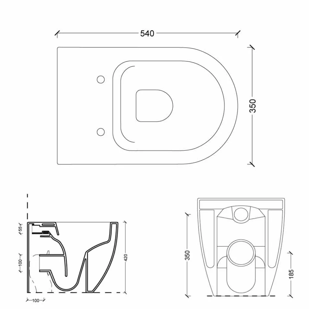 Viadurini Bathroom Wc-Moderne Toilettenschüssel, weiße Keramik Shine Square Rimless, Italy