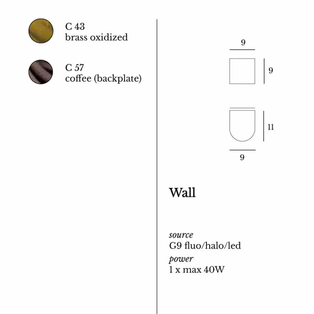 Viadurini Lighting Moderne Wandleuchten-Moderne Wandleuchte aus Messing und Stahl 11x H11xSP 12 cm Bernadet