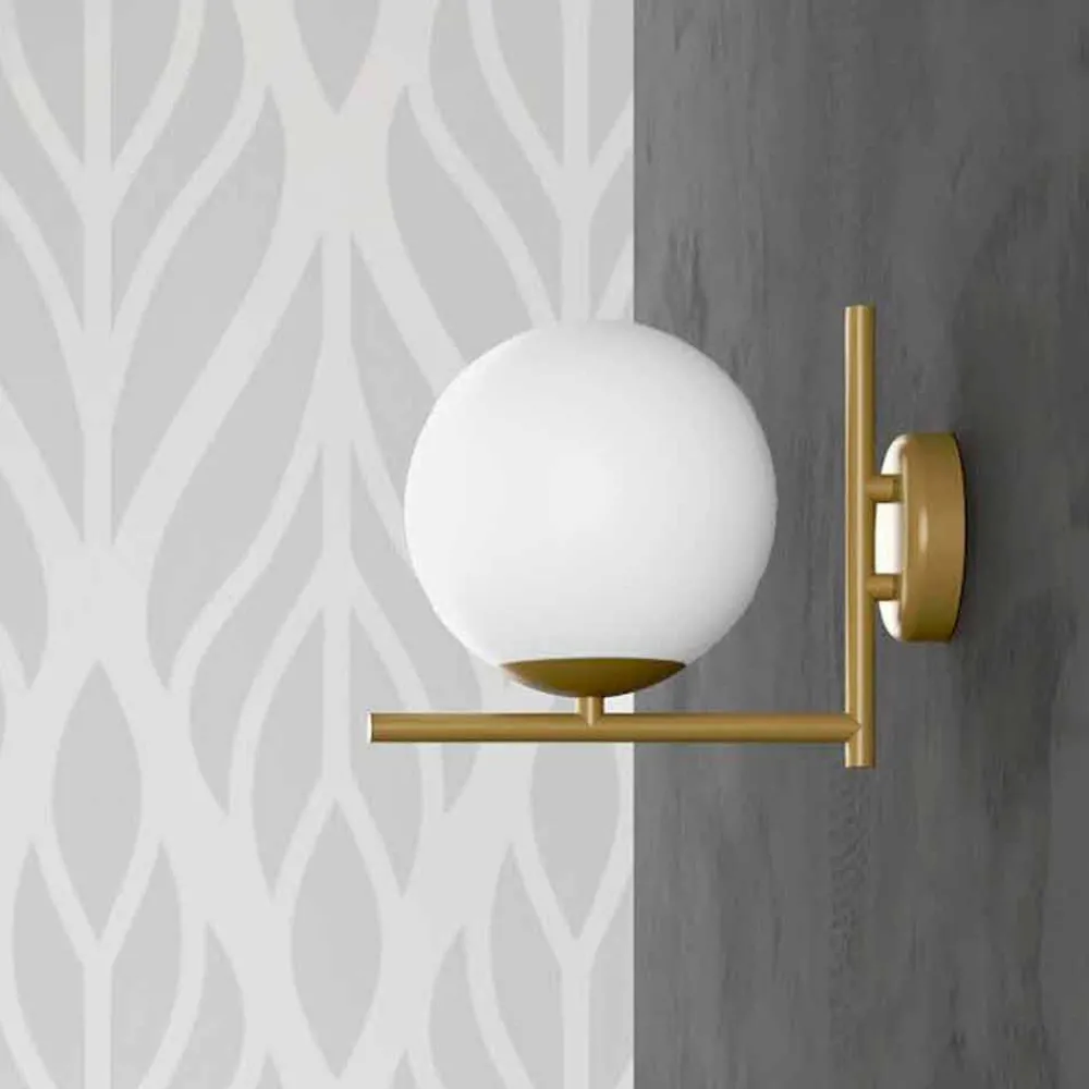 Viadurini Lighting Moderne Wandleuchten-Moderne Wandleuchte aus Metall, Messing und Opalglas Made in Italy - Carima