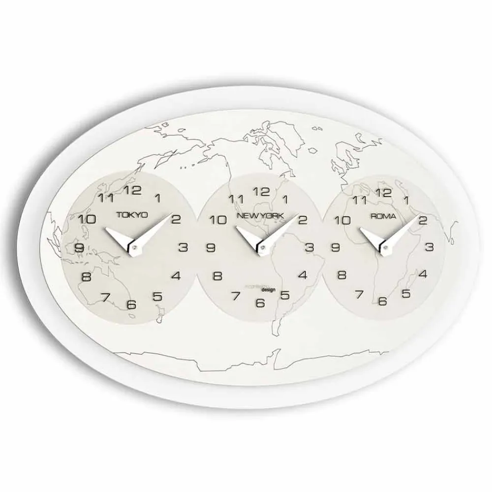 Viadurini Time Design Wanduhren-moderne Zeitzonen Wanduhr aus Mineralglas Zedbig Modell