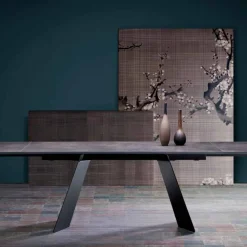 Viadurini Living Ausziehbare Esstische-Moderner ausziehbahrer Esstisch mit einer Tischplatte aus Steingut made in Italy, Erve