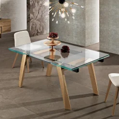 Viadurini Living Ausziehbare Esstische-Moderner ausziehbarer Esstisch aus Glas made in Italy, Azad