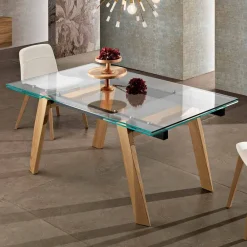 Viadurini Living Ausziehbare Esstische-Moderner ausziehbarer Esstisch aus Glas made in Italy, Azad
