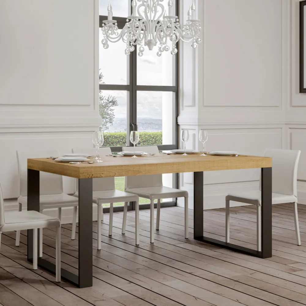 Viadurini Living Ausziehbare Esstische-Moderner ausziehbarer Tisch aus Melaminholz, hergestellt in Italien – Badesi