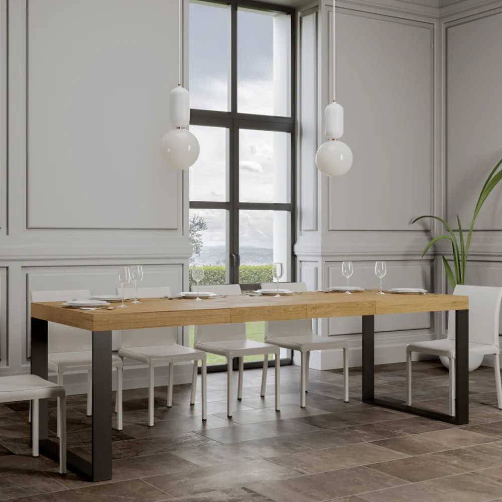 Viadurini Living Ausziehbare Esstische-Moderner ausziehbarer Tisch aus Melaminholz, hergestellt in Italien – Badesi