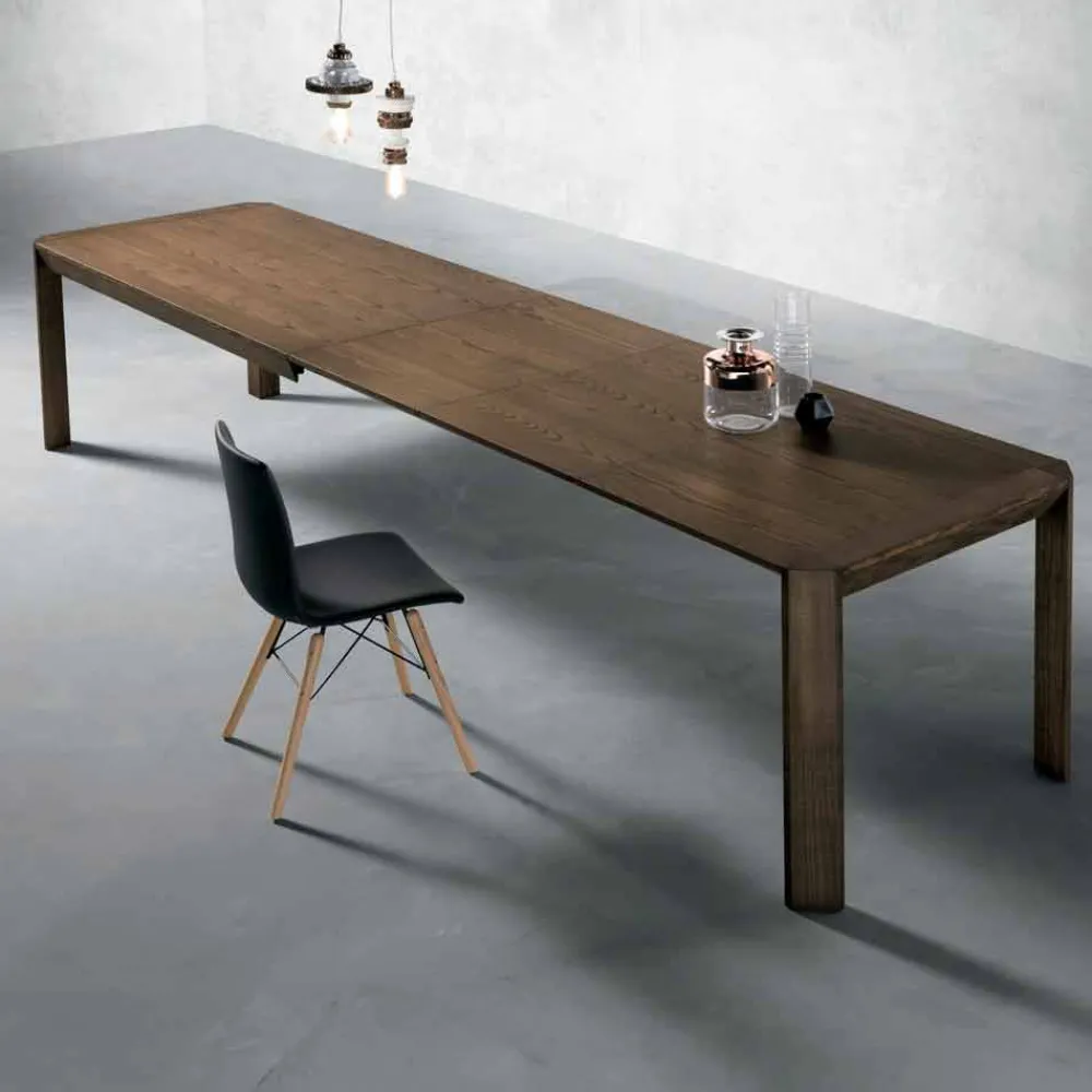 Viadurini Living Esstische Nach Mass|Ausziehbare Esstische-Moderner ausziehbarer Tisch mit trapezförmigen Beinen aus Eschenholz, Parre