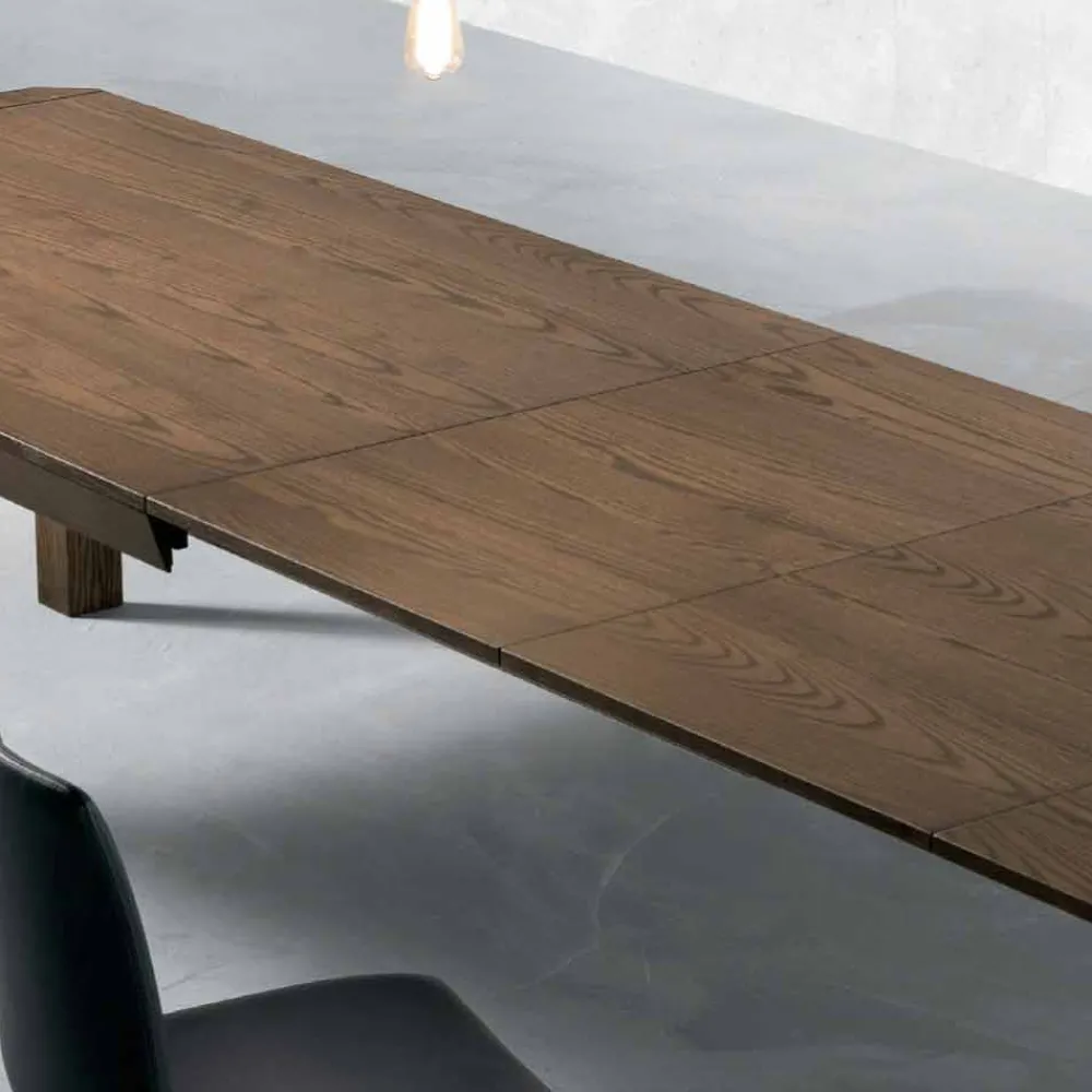 Viadurini Living Esstische Nach Mass|Ausziehbare Esstische-Moderner ausziehbarer Tisch mit trapezförmigen Beinen aus Eschenholz, Parre