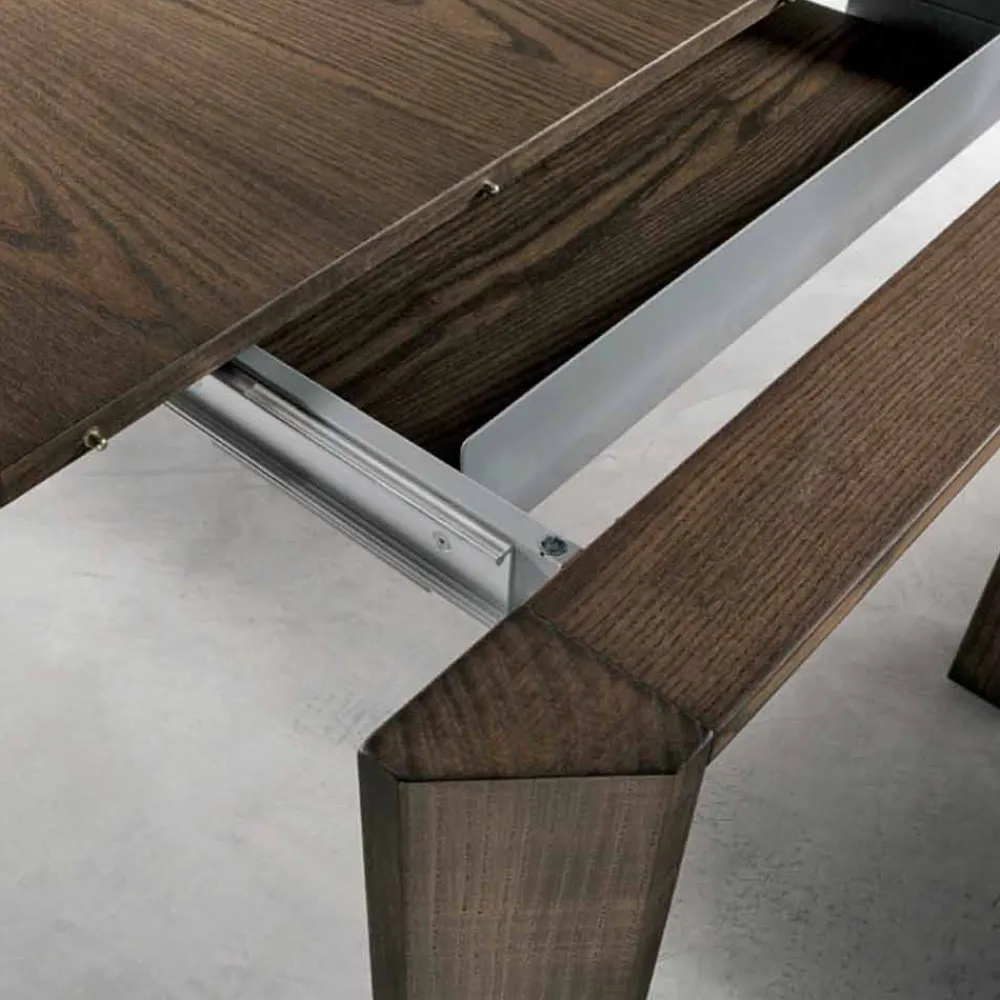 Viadurini Living Esstische Nach Mass|Ausziehbare Esstische-Moderner ausziehbarer Tisch mit trapezförmigen Beinen aus Eschenholz, Parre