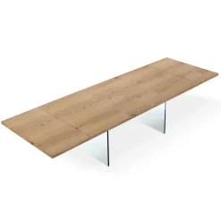 Viadurini Living Ausziehbare Esstische-Moderner ausziehbarer Tisch auf 300 cm aus Laminat und Glas, hergestellt in Italien – Tear