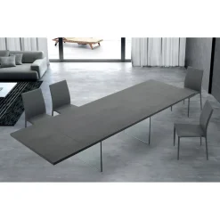 Viadurini Living Ausziehbare Esstische-Moderner ausziehbarer Tisch auf 300 cm aus Laminat und Glas, hergestellt in Italien – Tear
