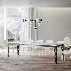 Viadurini Living Ausziehbare Esstische-Moderner ausziehbarer Tisch aus Melaminholz und Eisenunterplatte – Marella