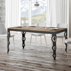 Viadurini Living Ausziehbare Esstische-Moderner ausziehbarer Tisch aus Melaminholz und Eisenunterplatte – Marella