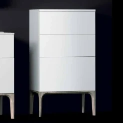 Viadurini Bathroom Badmöbel Stehend-Moderner Badezimmerschrank mit 3 Schubladen in Amber lackiertem Holz, hergestellt in Italien