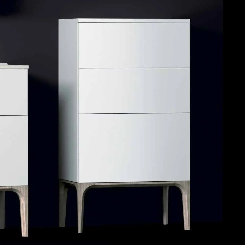 Viadurini Bathroom Badmöbel Stehend-Moderner Badezimmerschrank mit 3 Schubladen in Amber lackiertem Holz, hergestellt in Italien