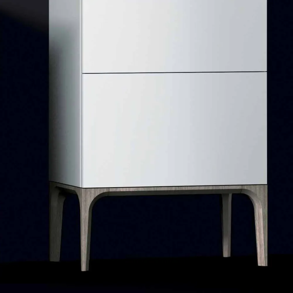 Viadurini Bathroom Badmöbel Stehend-Moderner Badezimmerschrank mit 3 Schubladen in Amber lackiertem Holz, hergestellt in Italien