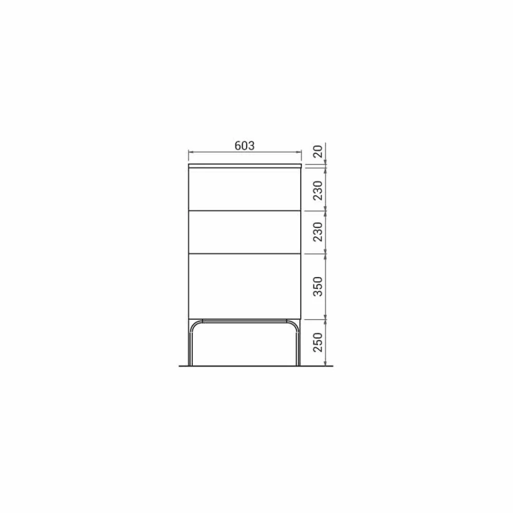 Viadurini Bathroom Badmöbel Stehend-Moderner Badezimmerschrank mit 3 Schubladen in Amber lackiertem Holz, hergestellt in Italien