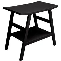 Viadurini Bathroom Badmöbel Stehend-Moderner Badezimmerschrank aus mattschwarzem Teakholz mit unterer Ablage - Crina