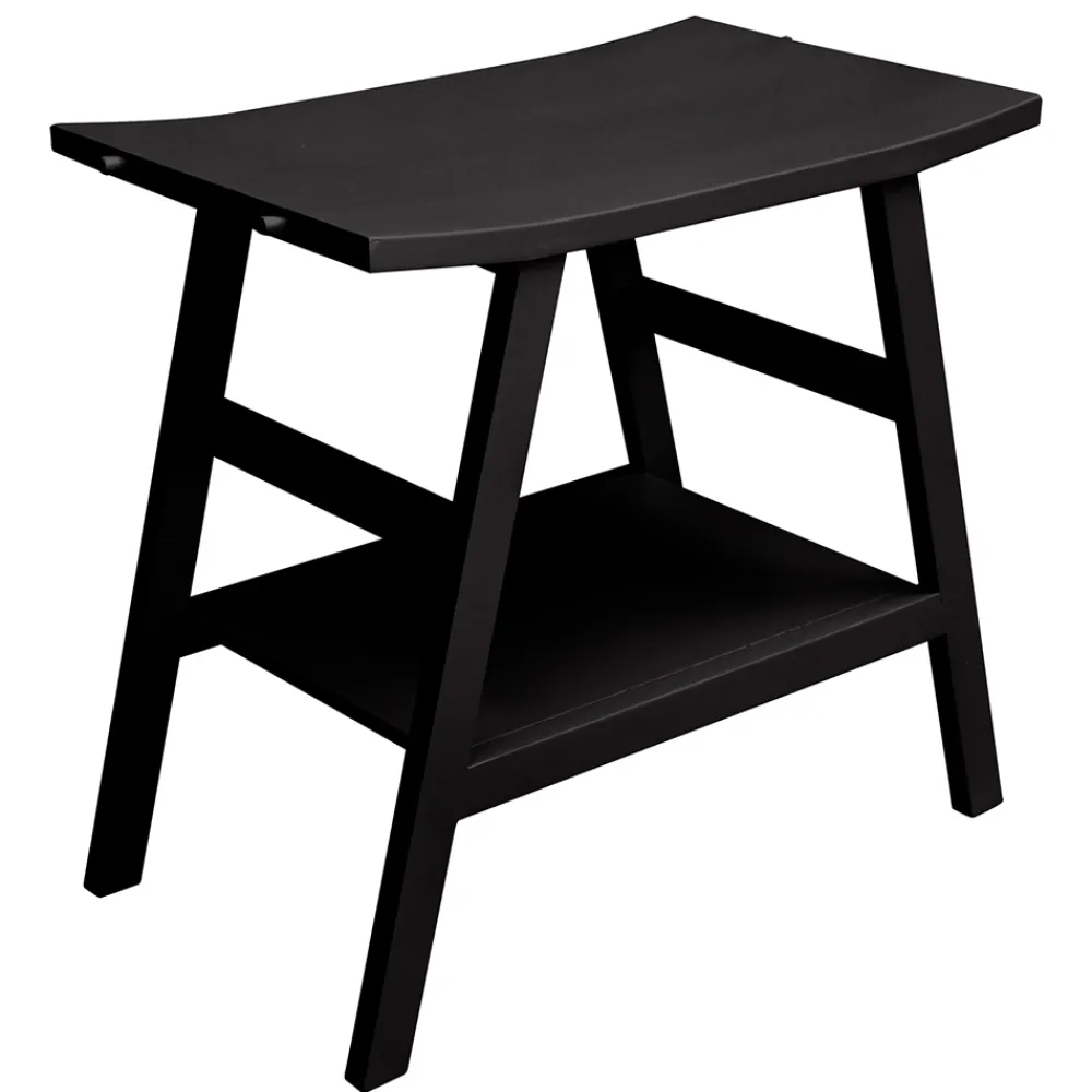 Viadurini Bathroom Badmöbel Stehend-Moderner Badezimmerschrank aus mattschwarzem Teakholz mit unterer Ablage - Crina