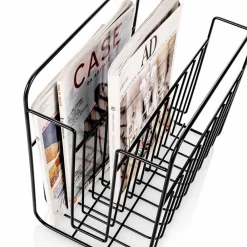 Viadurini Living Zeitungsständer-Moderner Boden-Zeitungsständer aus mattschwarz lackiertem Metalldraht - überarbeitet