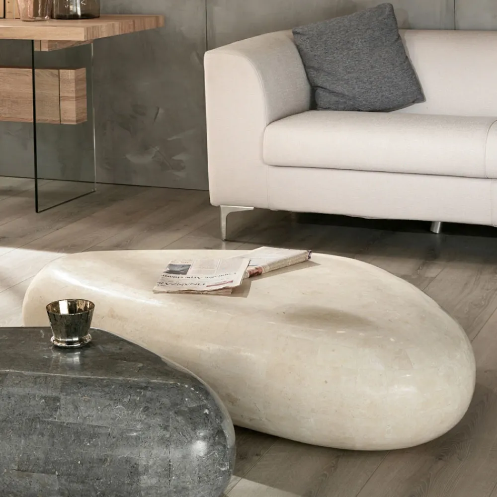 Viadurini Living Couchtische Aus Stein-Moderner Couchtisch aus geformtem Fossilstein - Beth
