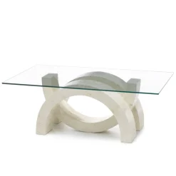 Viadurini Living Couchtische Aus Stein-Moderner Couchtisch aus Stein und Glas – Austin