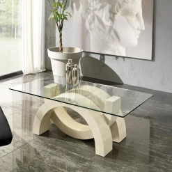 Viadurini Living Couchtische Aus Stein-Moderner Couchtisch aus Stein und Glas – Austin