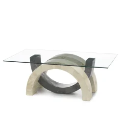 Viadurini Living Couchtische Aus Stein-Moderner Couchtisch aus Stein und Glas – Austin