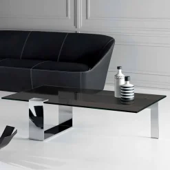 Viadurini Living Moderne Couchtische-Moderner Couchtisch mit Rauchglasplatte und Metallbasis Made in Italy - Scoby